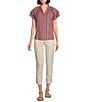 Color:Blanched Almond - Image 5 - #double;Ab#double;solution® Embroidered Slim Straight Leg High Rise Cropped Jeans