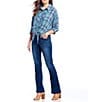 Color:Blue - Image 3 - #double;Ab#double;solution® Itty Bitty Mid Rise Bootcut Flare Leg Jeans