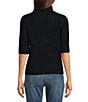 Democracy Cable Stitch Knit Ribbed Turtleneck Elbow Sleeve Sweater - Image 2