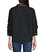 Democracy Contrast Corduroy Collar Long Rushed Sleeve Patch Pocket Button-Front Jacket, Color:Black - Image 3