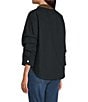 Democracy Contrast Corduroy Collar Long Rushed Sleeve Patch Pocket Button-Front Jacket, Color:Black - Image 5