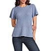 Democracy Crochet Crew Neck Short Flounce Scalloped Trim Peplum Top - Image 1