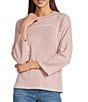 Democracy Knit Embroidered-Stitched Trimmed Crew Neck 3/4 Dolman Sleeve Top - Image 5