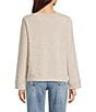 Democracy Embroidered Floral Boat Neck Long Bell Sleeve Knit Top, Color:Heather Oatmeal Multi - Image 2
