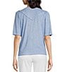 Color:Provence Blue - Image 2 - Embroidered Knit Round Neck Elbow Bell Sleeve Top
