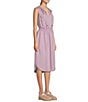 Color:Smokey Lavender - Image 3 - Embroidered Split V-Neck Sleeveless Blouson Dress
