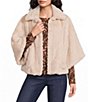 Democracy Faux Fur Wide Collar Elbow Length Caplet Jacket - Image 1