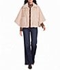 Democracy Faux Fur Wide Collar Elbow Length Caplet Jacket - Image 3