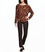 Democracy Knit Multi Print Boat Neck Bat Wing Long Sleeve Top - Image 3