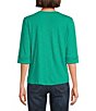 Democracy Knit Split V-Neck Elbow Sleeve Top - Image 2