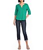 Democracy Knit Split V-Neck Elbow Sleeve Top - Image 3