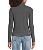 Democracy Mixed-Media Mock Neck Long Sleeve Lettuce Edge Detail Popover Top, Color:Heather Charcoal - Image 2