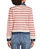 Democracy Mixed-Media Stripe Point Collar Long Sleeve Contrast Trim Button Front Jacket - Image 2
