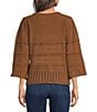 Democracy Mixed Stitch Round Neck 3/4 Bell Sleeve Sweater - Image 2