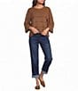 Democracy Mixed Stitch Round Neck 3/4 Bell Sleeve Sweater - Image 3