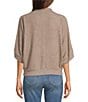 Democracy Mock Neck 3/4 Dolman Sleeve Banded Hem Knit Top, Color:Heather Brown - Image 2