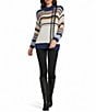 Democracy Mock Neck Long Sleeve Placement Striped Sweater - Image 3