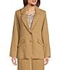 Color:Straw - Image 1 - Notch Lapel Collar Frayed Edges Long Sleeve Two Button-Front Coordinating Blazer