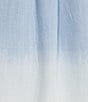 Democracy Ombre Collared V-Neck Flutter Cap Sleeve Button Front Shirt, Color:Light Blue/White - Image 4