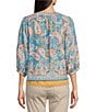 Color:Chambray Blue/Autumn Sunset Multi - Image 3 - Paisley Print 3/4 Sleeve Reversible Open-Front Jacket