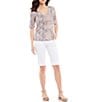 Color:Optic White - Image 3 - Petite Size #double;Ab#double;solution® Cuffed Mid Rise Bermuda Shorts