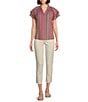 Color:Blanched Almond - Image 5 - Petite Size #double;Ab#double;Solution® Embroidered Slim Straight Leg Frayed Hem High Rise Cropped Jeans