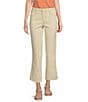 Democracy Petite Size #double;Ab#double;solution High-Rise Kick Flare Leg Side Slit Hem Cropped Jeans, Color:Ecru - Image 1