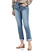 Color:Blue - Image 1 - Petite Size #double;Ab#double;solution® Rolled Hem Mid Rise Cropped Girlfriend Jeans