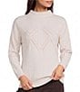Democracy Petite Size Cable Knit Argyle Mock Neck Long Sleeve Sweater - Image 1