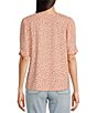 Color:Dusty Slate - Image 2 - Petite Size Dot Print Crew Neck Elbow Length Sleeve Knit Top