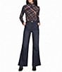 Democracy Petite Size Knit Plaid Turtle Neck Long Sleeve Top - Image 3