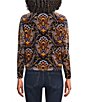 Democracy Petite Size Knit Printed Mock Neck Long Batwing Sleeve Top - Image 2