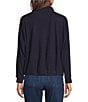 Democracy Petite Size Mixed Media Mock Neck Tie Front Long Sleeve Bubble Hem Top - Image 2