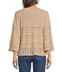 Democracy Petite Size Mixed Stitch Scalloped Round Neck 3/4 Bell Sleeve Scalloped Tier Sweater - Image 2