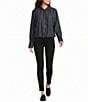 Democracy Petite Size Ruffle Collar Long Sleeve French Cuff Bubble Hem Button Front Shirt - Image 3