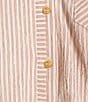Democracy Petite Size Spliced Stripe Point Collar Cap Sleeve Bubble Hem Button-Front Top - Image 3