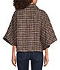 Democracy Petite Size Wool Blend Plaid Wide Collar Elbow Length Caplet Jacket - Image 2