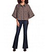 Democracy Petite Size Wool Blend Plaid Wide Collar Elbow Length Caplet Jacket - Image 3