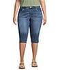 Democracy Plus Size 3-D Embroidered 5-Pocket Style Skimmer Stretch Denim Jeans - Image 1