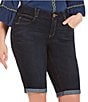 Color:Indigo - Image 3 - Plus Size #double;Ab#double;solution® Rolled Cuff Bermuda Shorts
