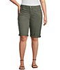 Color:Dusty Olive - Image 1 - Plus Size #double;Ab#double;solution Mid Rise Cuffed Bermuda Shorts