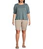 Color:Flax - Image 3 - Plus Size #double;Ab#double;solution Mid Rise Cuffed Bermuda Shorts