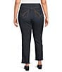 Democracy Plus Size #double;Ab#double;solution® High Rise Cascading-D Fray Slim Straight Jeans, Color:Dark Indigo Artisanal - Image 2