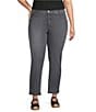Democracy Plus Size #double;Ab#double;solution® High Rise Faux Front Lip Seam Ankle Pants, Color:Grey - Image 1
