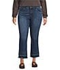 Democracy Plus Size #double;Ab#double;solution® Kick Flare Double Layer Fray Hem Crop Jeans, Color:Blue - Image 1
