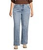 Democracy Plus Size #double;Ab#double;solution® Skyrise Round Up Double Side Seam Wide Leg Jeans, Color:Light Blue Vintage - Image 1