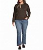Democracy Plus Size Contrast Self Tie Neck Long Sleeve Sweater - Image 3