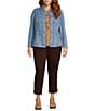 Democracy Plus Size Denim Point Collar Long Sleeve Snap Front Peplum Jacket - Image 3
