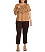 Democracy Plus Size Embroidered Crew Neck Ruffle Short Sleeve Top - Image 3