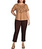Democracy Plus Size Embroidered Crew Neck Ruffle Short Sleeve Top - Image 3